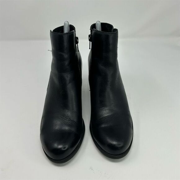 Born Women's Black Leather Ankle Booties Mid Heel Casual Zip Closure Size 7.5 - Picture 5 of 14